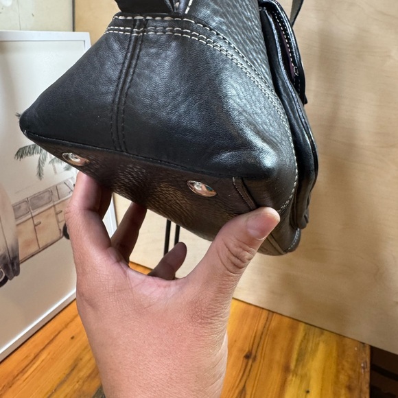 Coach Black Leather Satchel with Contrast Stitching - Picture 11 of 16